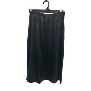 Susan Lawrence Textured Midi Skirt Black Sz Small Elastic Waist Evening Wear